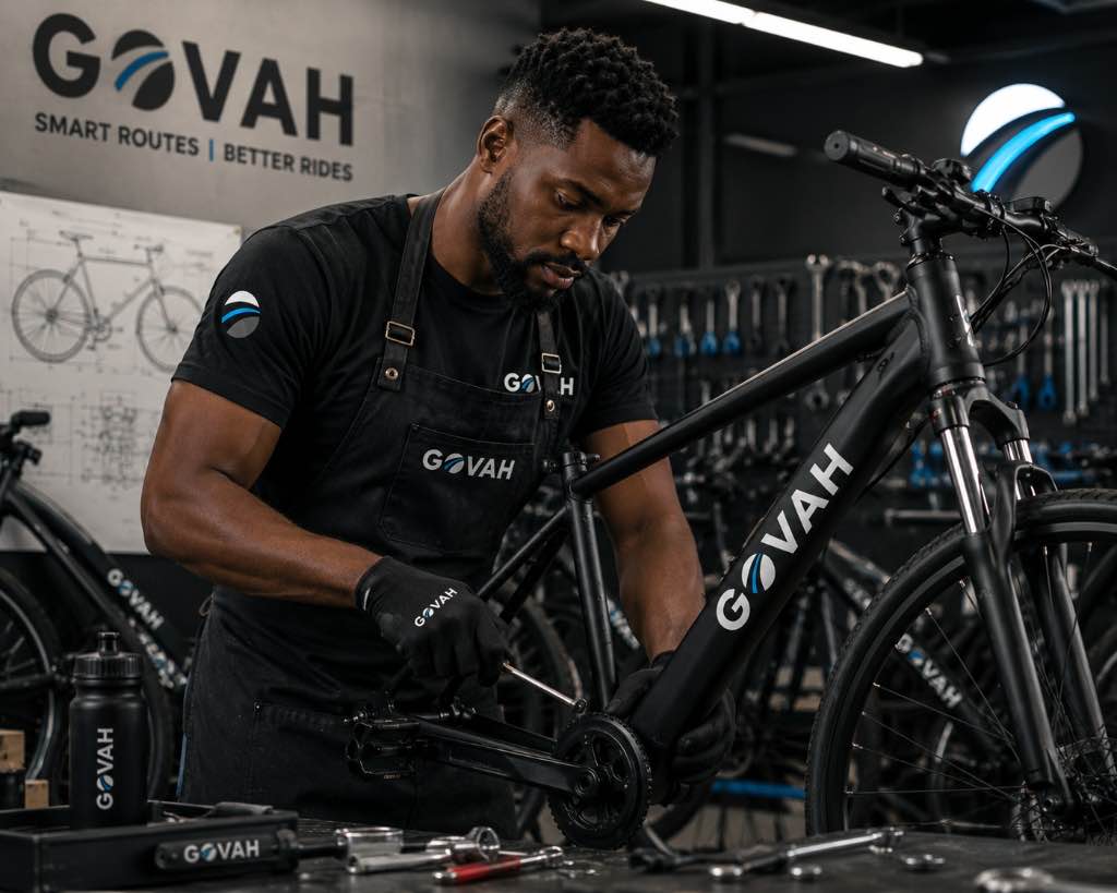 Bicycle mechanic working